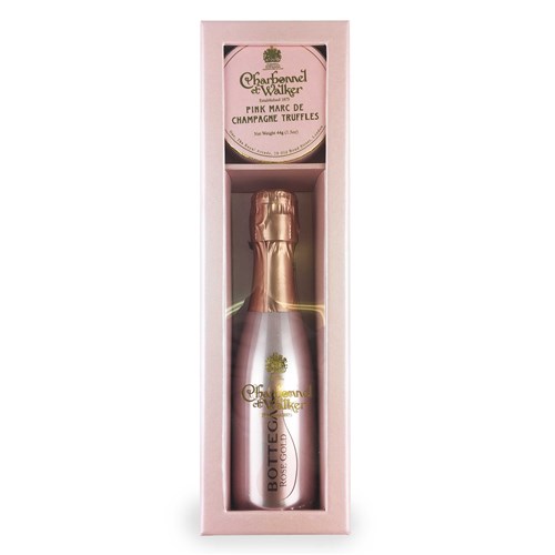 Bottega Rose Gold Prosecco Mini And Charbonnel Truffles Gift Box Set
